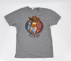 Texas Dog Shirt Womens Medium Gray Cotton Heritage Cowboy Western Graphic USA